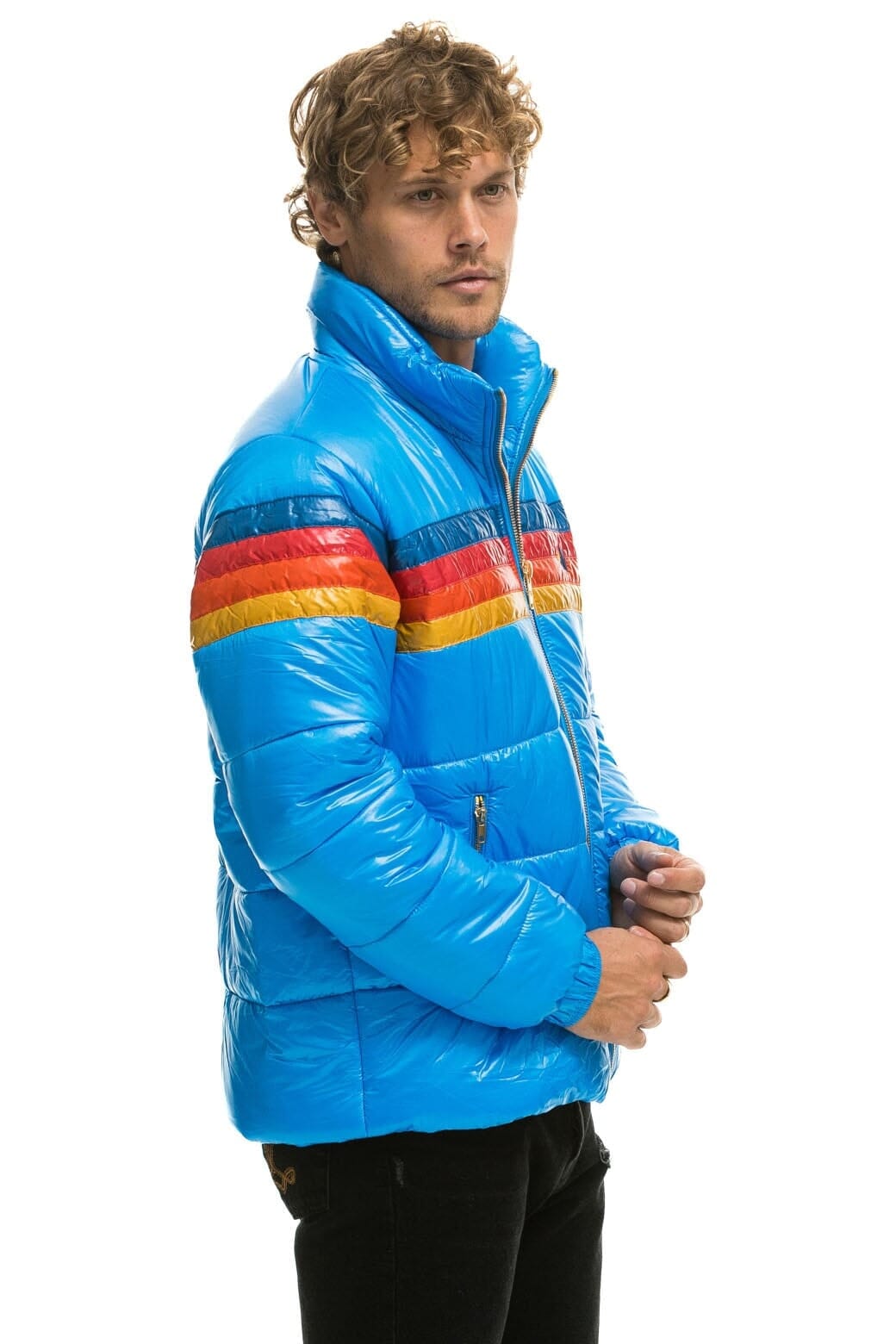 4 STRIPE LUXE TRAVELER JACKET - GLOSSY BLUE - Image 3
