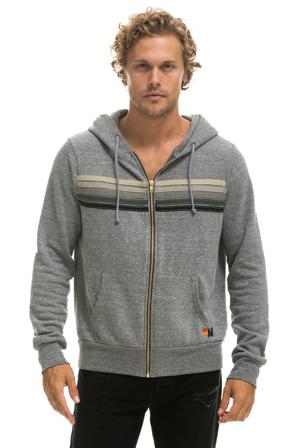 5 STRIPE HOODIE - HEATHER GREY // GREY - Image 2