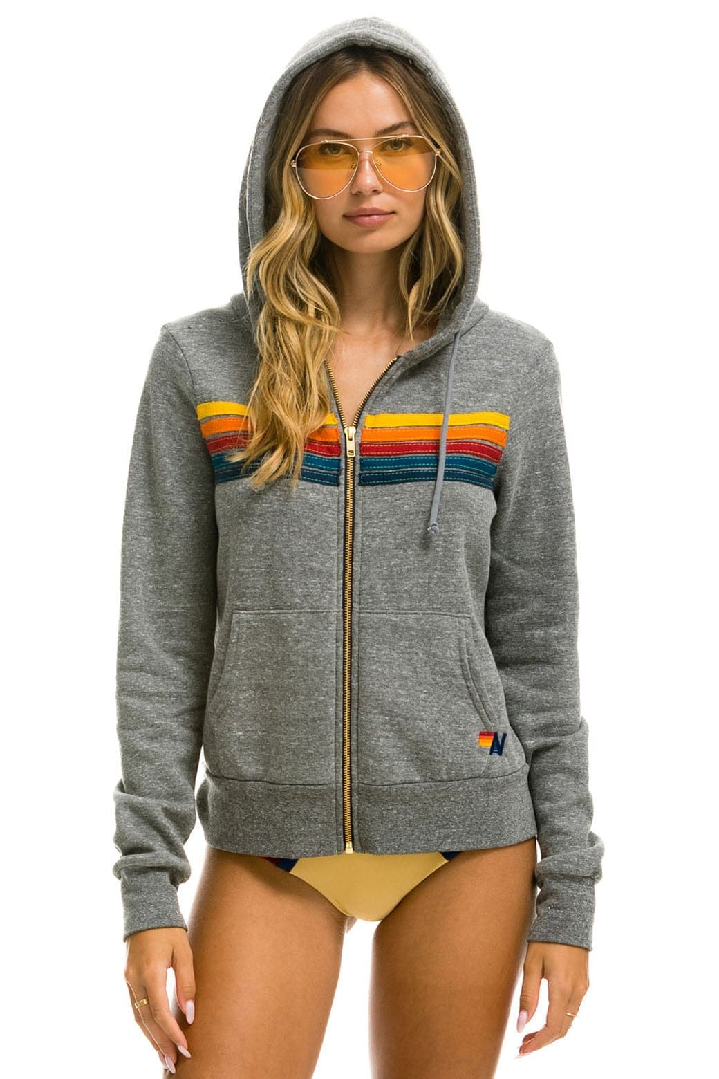 5 STRIPE HOODIE - HEATHER GREY - Image 5