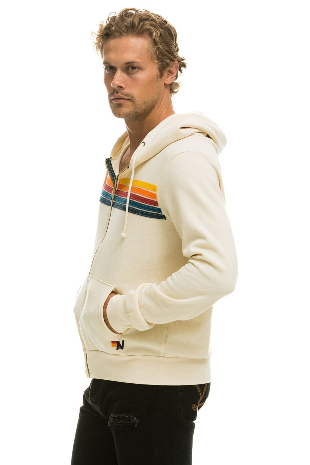 5 STRIPE HOODIE - VINTAGE WHITE - Image 6