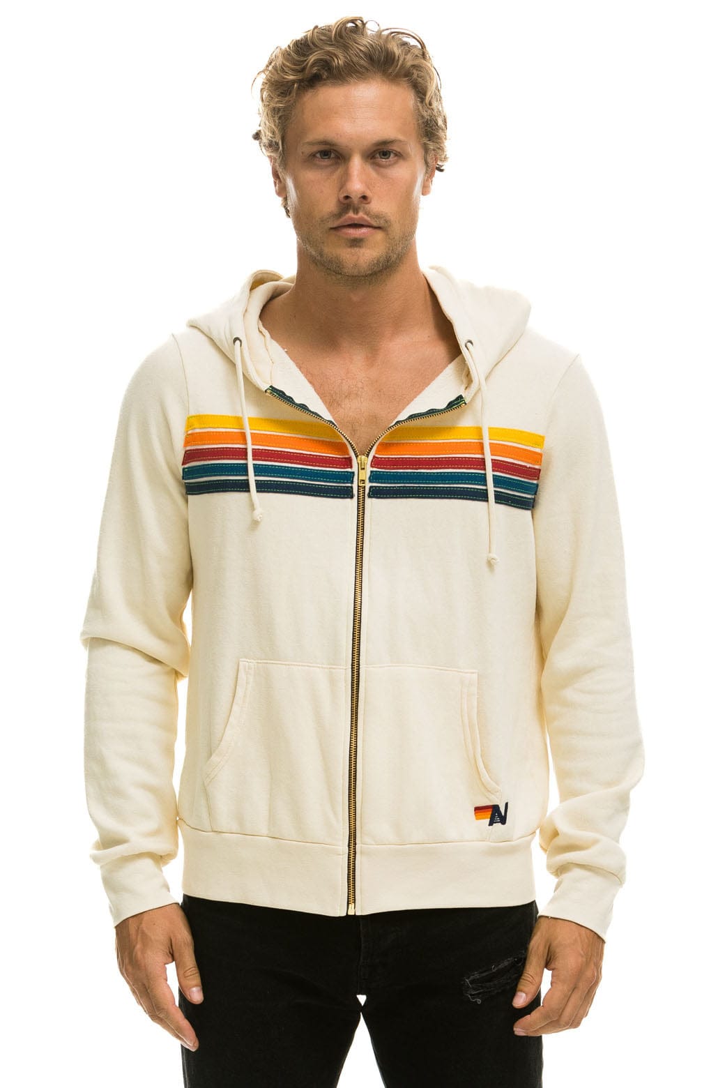 5 STRIPE HOODIE - VINTAGE WHITE - Image 2
