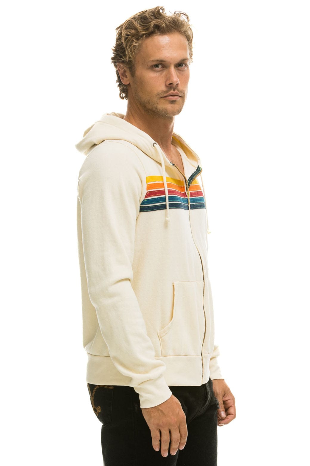 5 STRIPE HOODIE - VINTAGE WHITE - Image 4