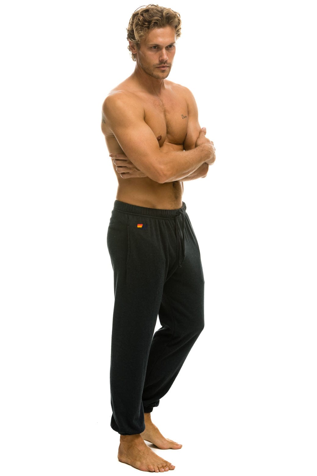 5 STRIPE SWEATPANTS - CHARCOAL // BLUE - Image 3