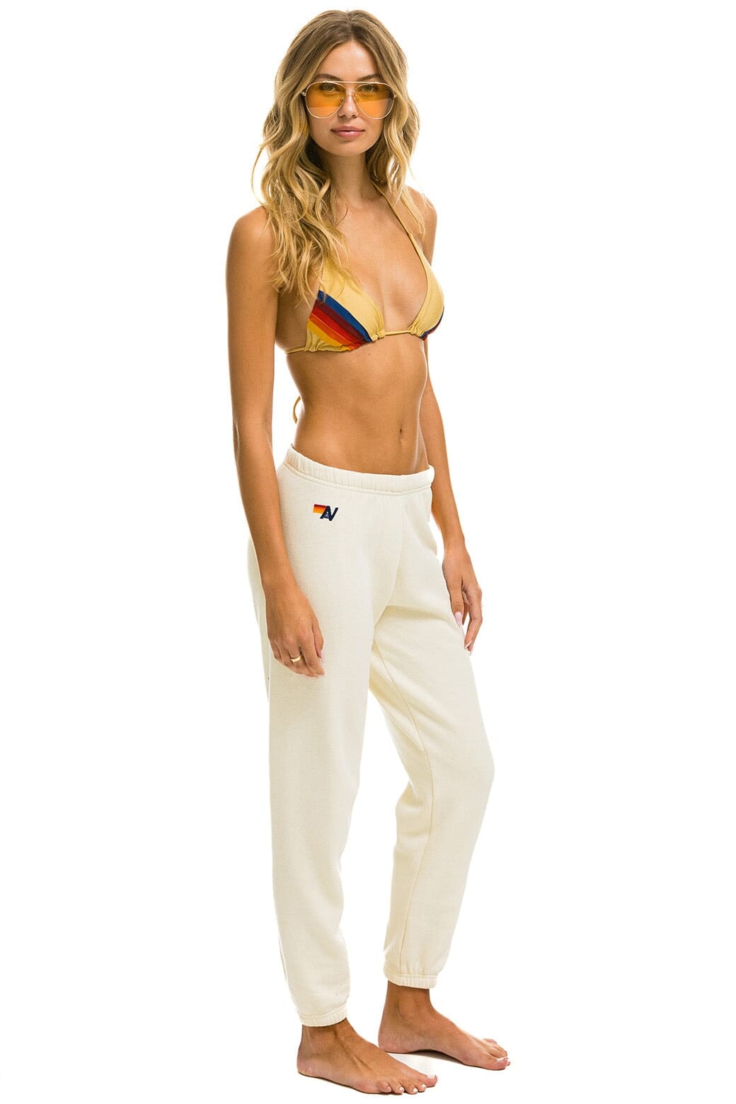 5 STRIPE SWEATPANTS - VINTAGE WHITE // GREY - Image 3