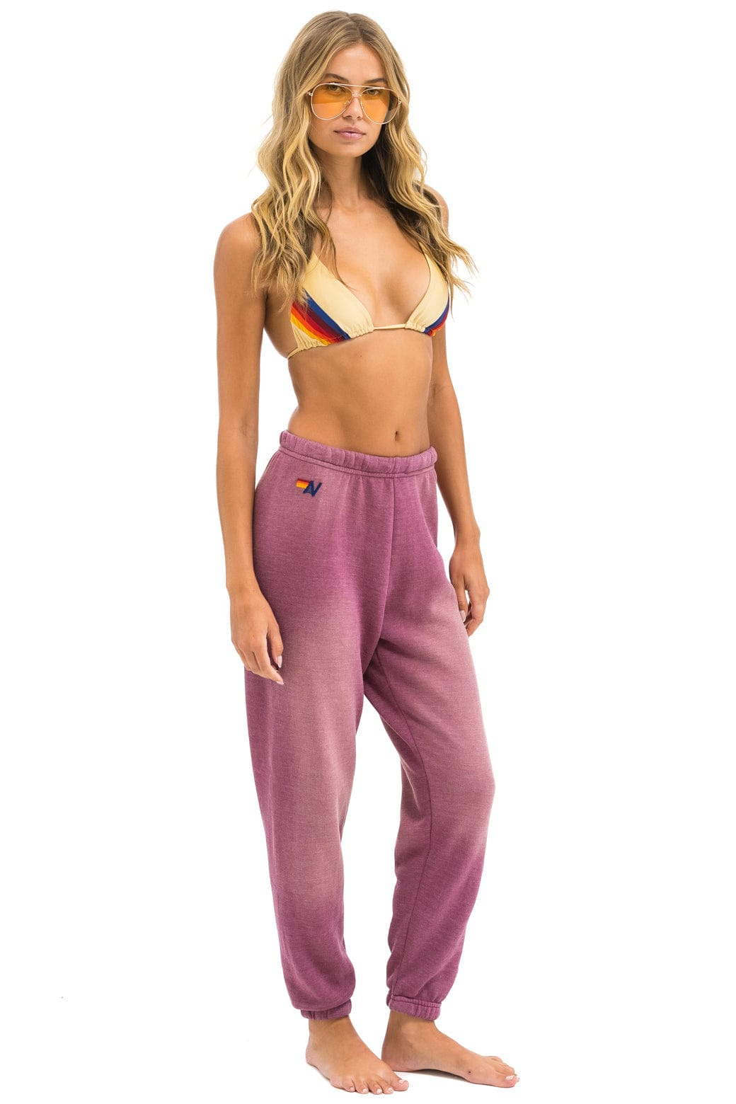 5 STRIPE SWEATPANTS - FADED BERRY - Image 2