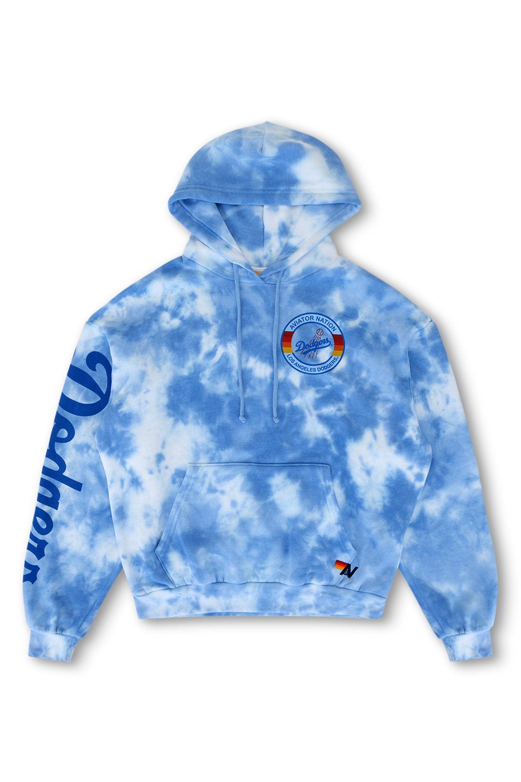 LOS ANGELES DODGERS HAND DYED RELAXED PULLOVER HOODIE - TIE DYE BLUE - Image 8