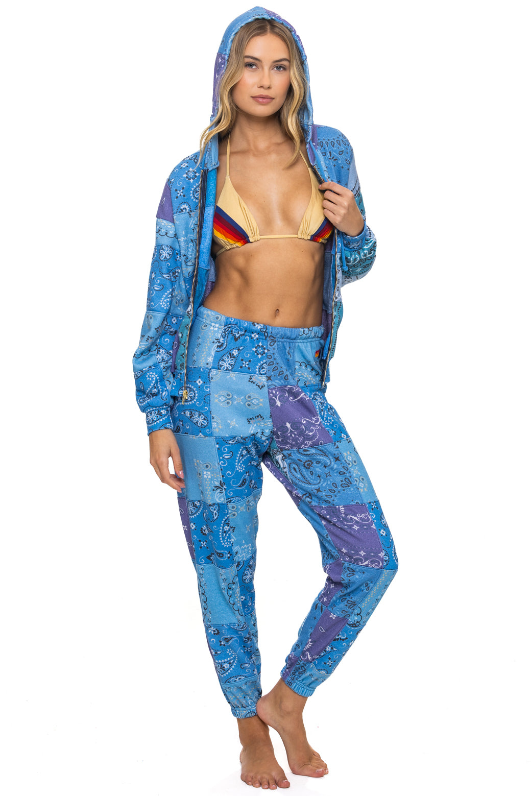 BANDANA QUILTED SWEATPANTS - BLUE - Image 4