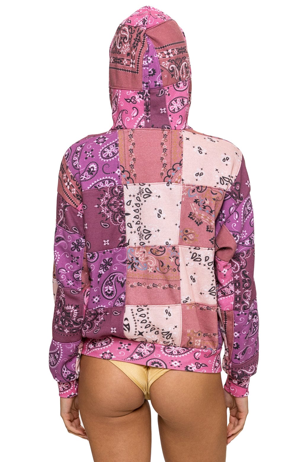 BANDANA QUILTED RELAXED ZIP HOODIE - PINK - Image 10