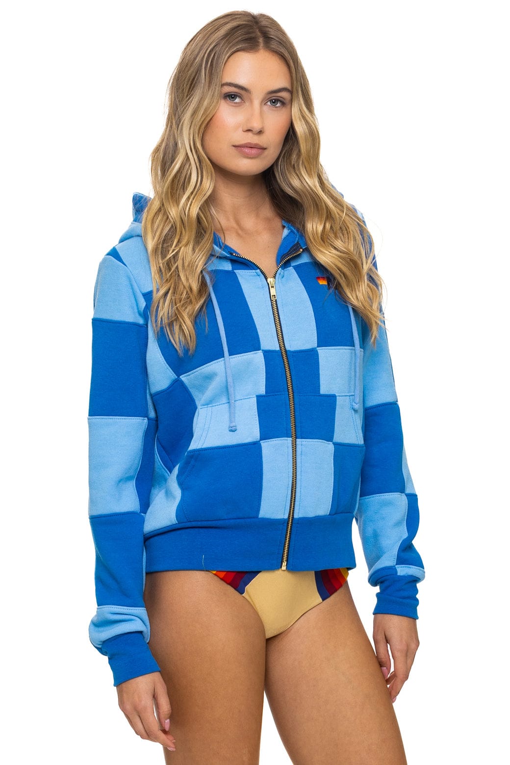 CHECK QUILT ZIP HOODIE - SKY // ADVENTURE BLUE - Image 7