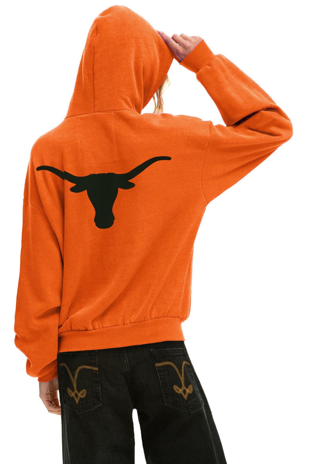 UNIVERSITY OF TEXAS LONGHORNS RELAXED CIRCLE CROPPED HOODIE - BURNT ORANGE - Image 2