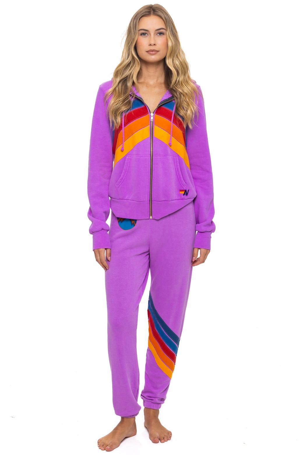 MOUNTAIN STITCH CHEVRON 4 ZIP HOODIE - NEON PURPLE - Image 7