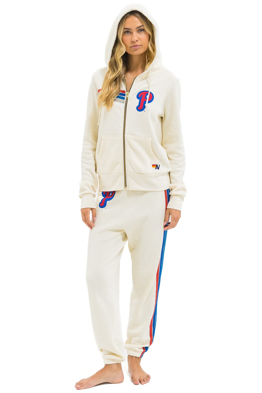 PHILLIES 5 STRIPE ZIP HOODIE - VINTAGE WHITE // USA - Image 7