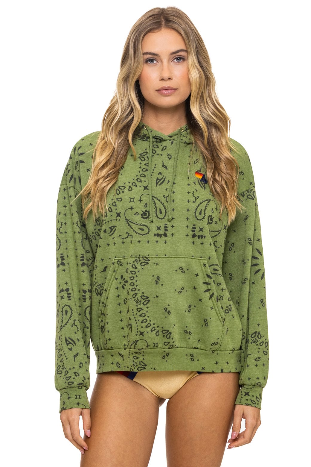 BANDANA RELAXED PULLOVER HOODIE - JUNGLE GREEN - Image 5