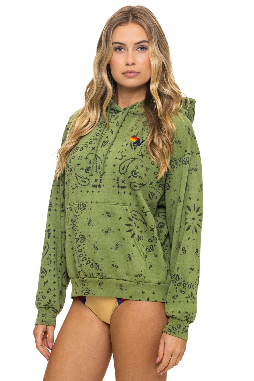 BANDANA RELAXED PULLOVER HOODIE - JUNGLE GREEN - Image 3