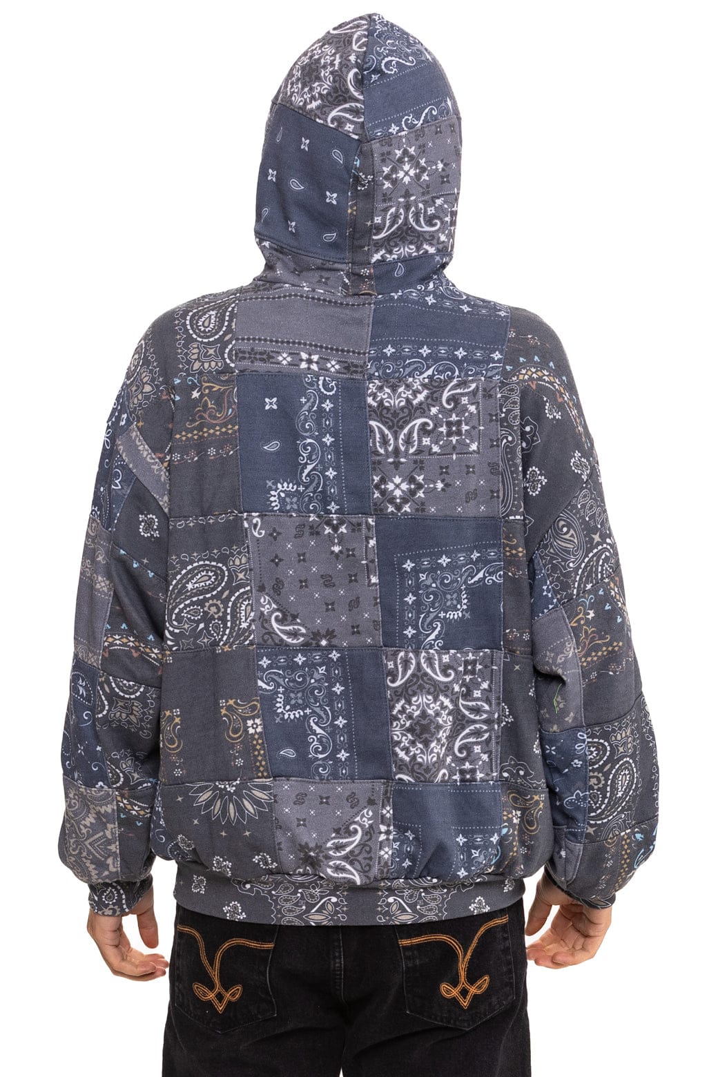 BANDANA QUILTED RELAXED ZIP HOODIE - CHARCOAL - Image 9