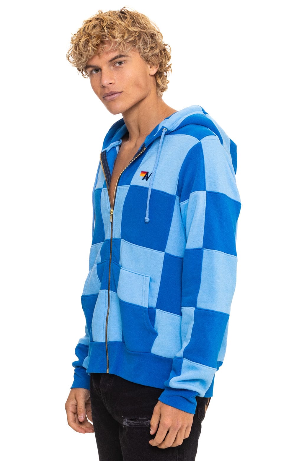 CHECK QUILT ZIP HOODIE - SKY // ADVENTURE BLUE - Image 6