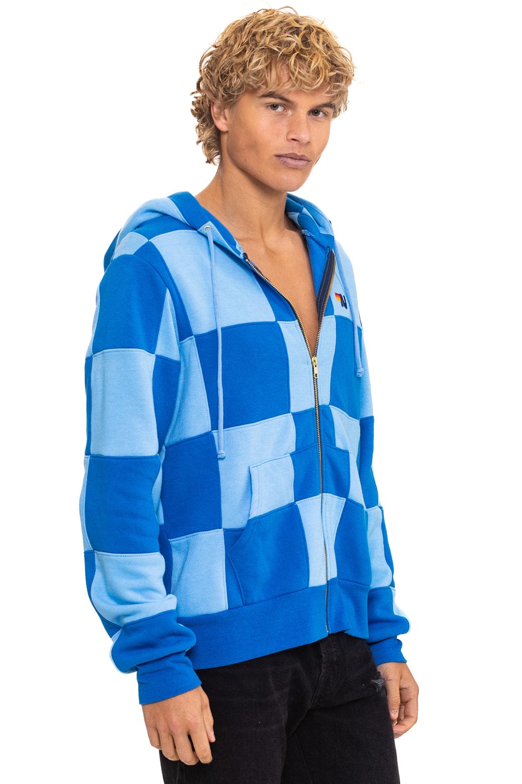 CHECK QUILT ZIP HOODIE - SKY // ADVENTURE BLUE - Image 11