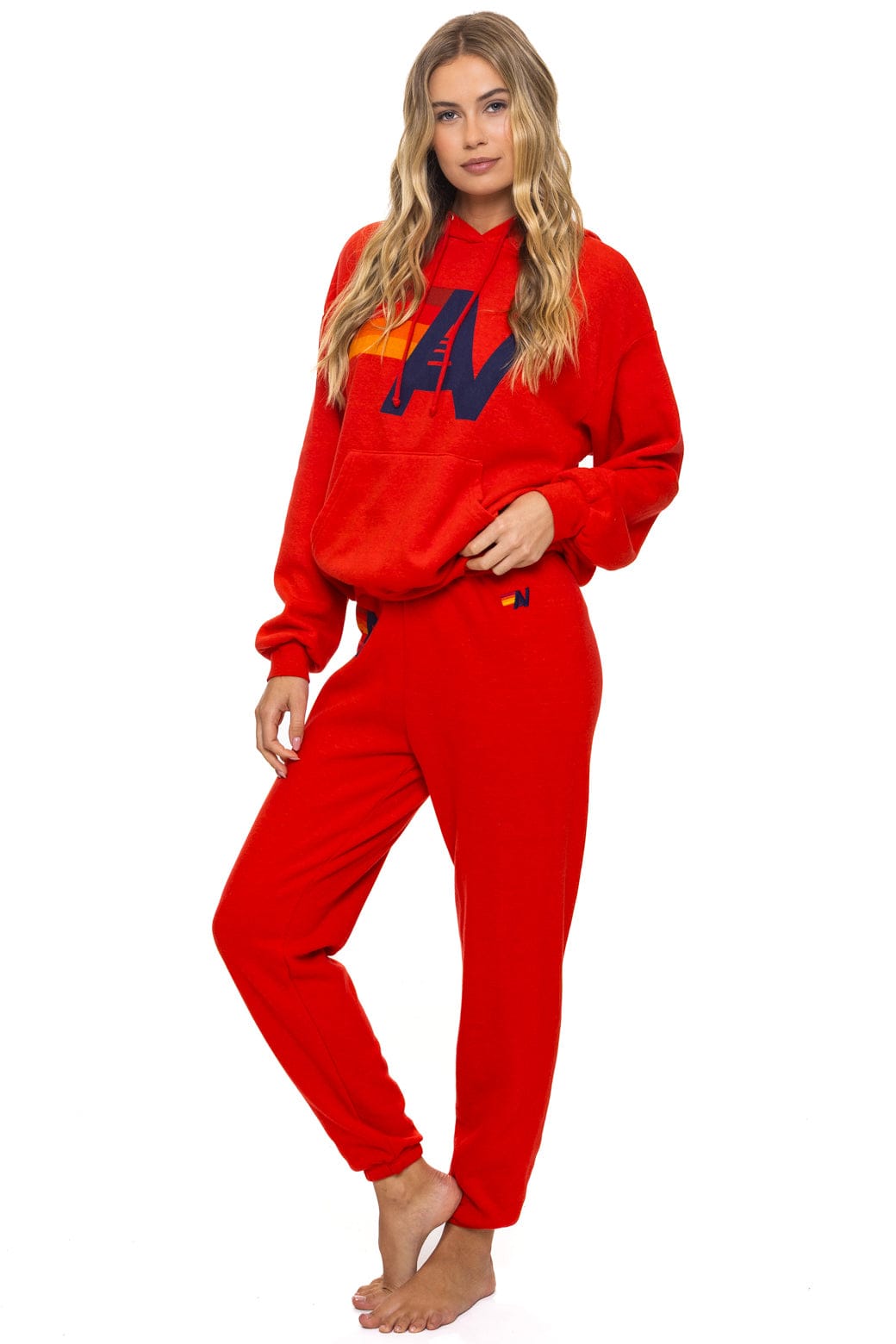 LOGO PULLOVER RELAXED HOODIE - RED - Image 9