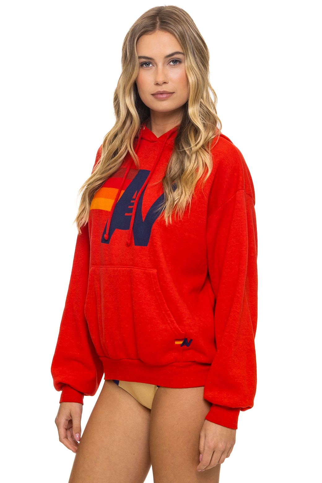 LOGO PULLOVER RELAXED HOODIE - RED - Image 3
