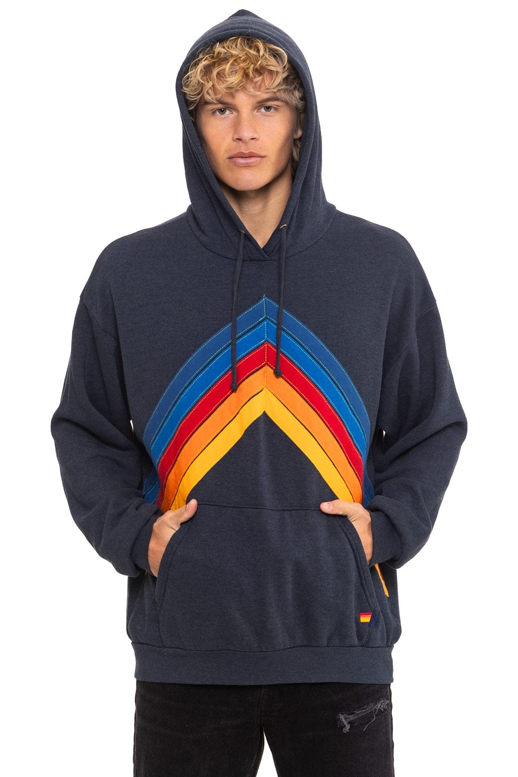 MOUNTAIN STITCH CHEVRON PULLOVER HOODIE RELAXED - CHARCOAL - Image 2