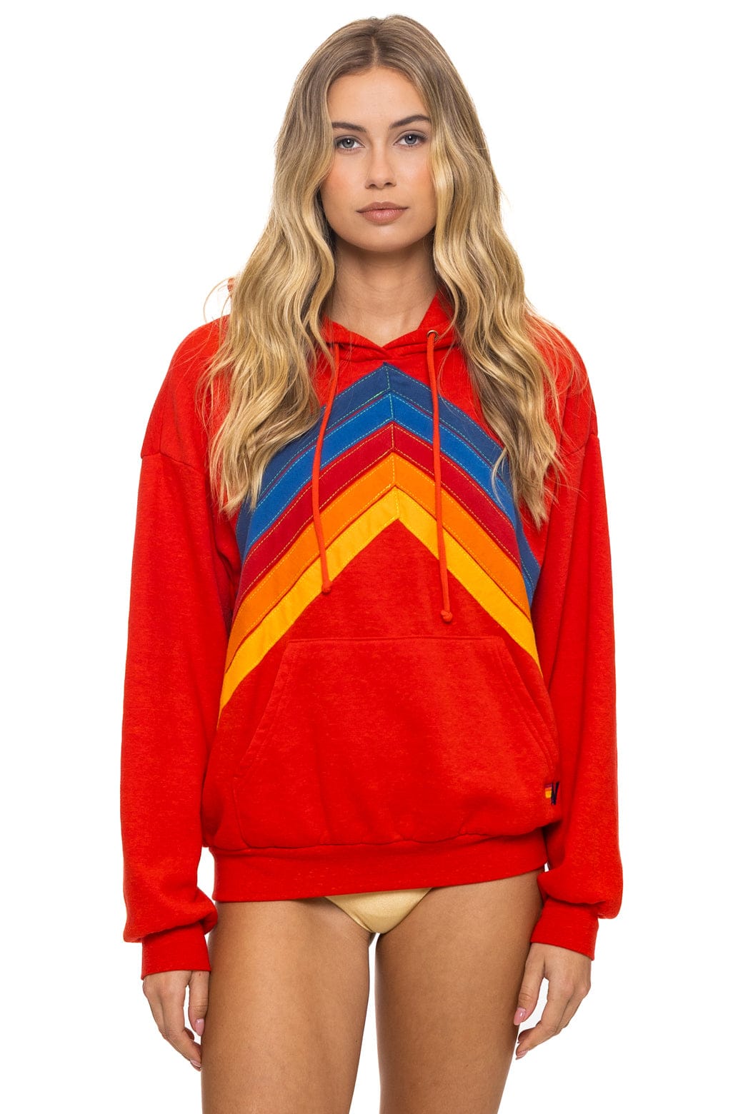 MOUNTAIN STITCH CHEVRON PULLOVER HOODIE RELAXED - RED - Image 6