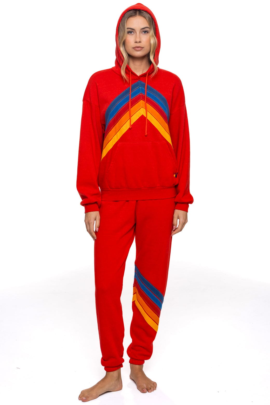 MOUNTAIN STITCH CHEVRON PULLOVER HOODIE RELAXED - RED - Image 3