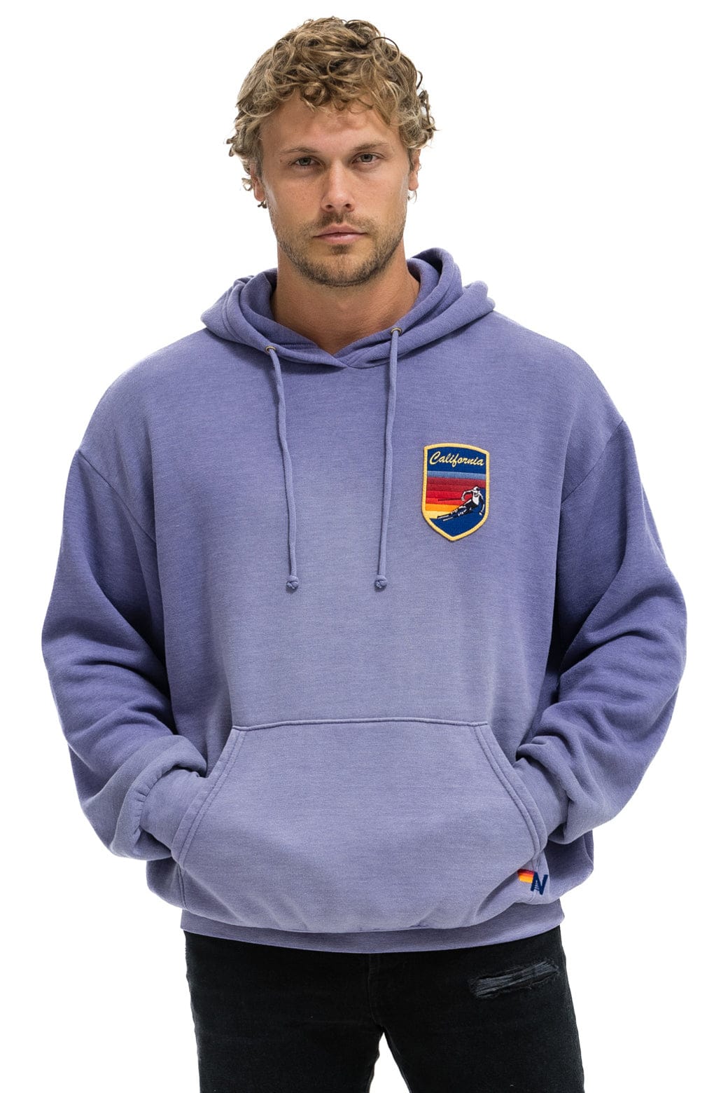 CALIFORNIA SKIER PATCH PULLOVER RELAXED HOODIE - FADED GRAPE - Image 4