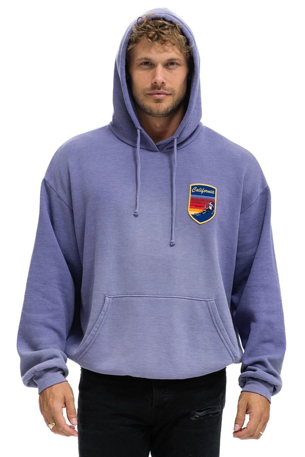 CALIFORNIA SKIER PATCH PULLOVER RELAXED HOODIE - FADED GRAPE - Image 2