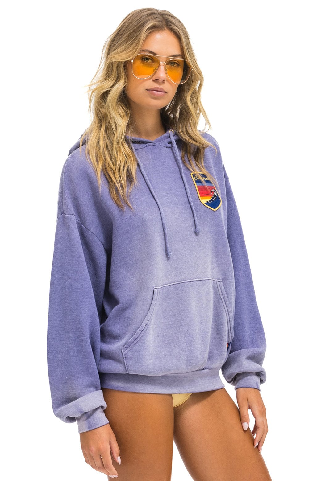 CALIFORNIA SKIER PATCH PULLOVER RELAXED HOODIE - FADED GRAPE - Image 7