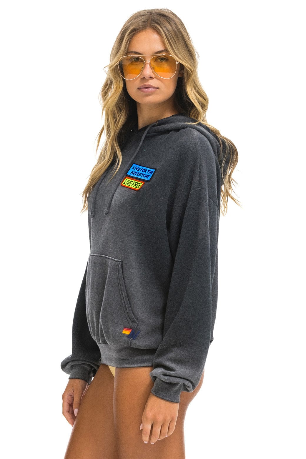 LIVE FREE + ADVENTURE PATCH PULLOVER RELAXED HOODIE - FADED SMOKE - Image 8