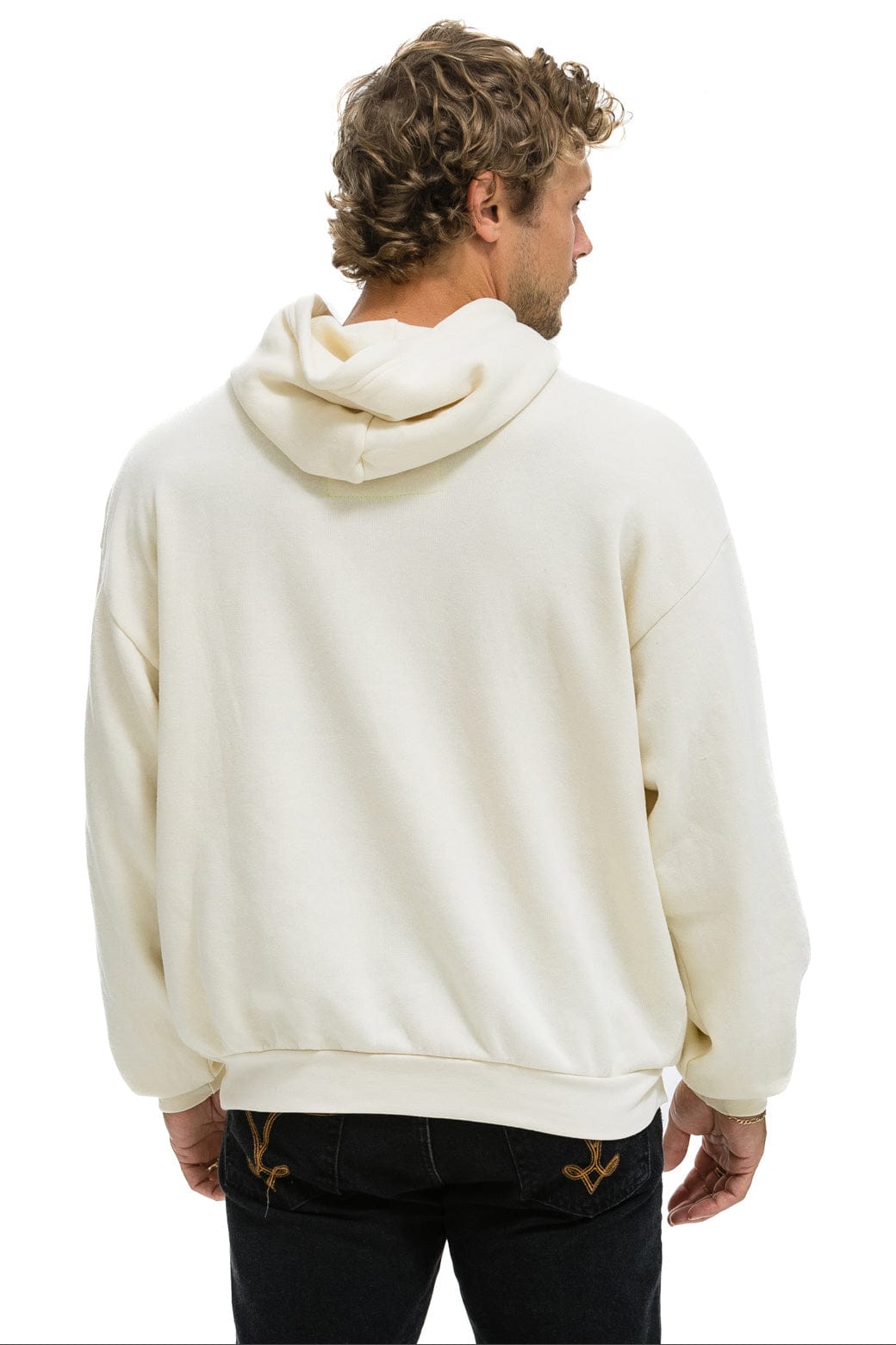 CROSS STRIPE RELAXED PULLOVER HOODIE - VINTAGE WHITE // BROWN - Image 6