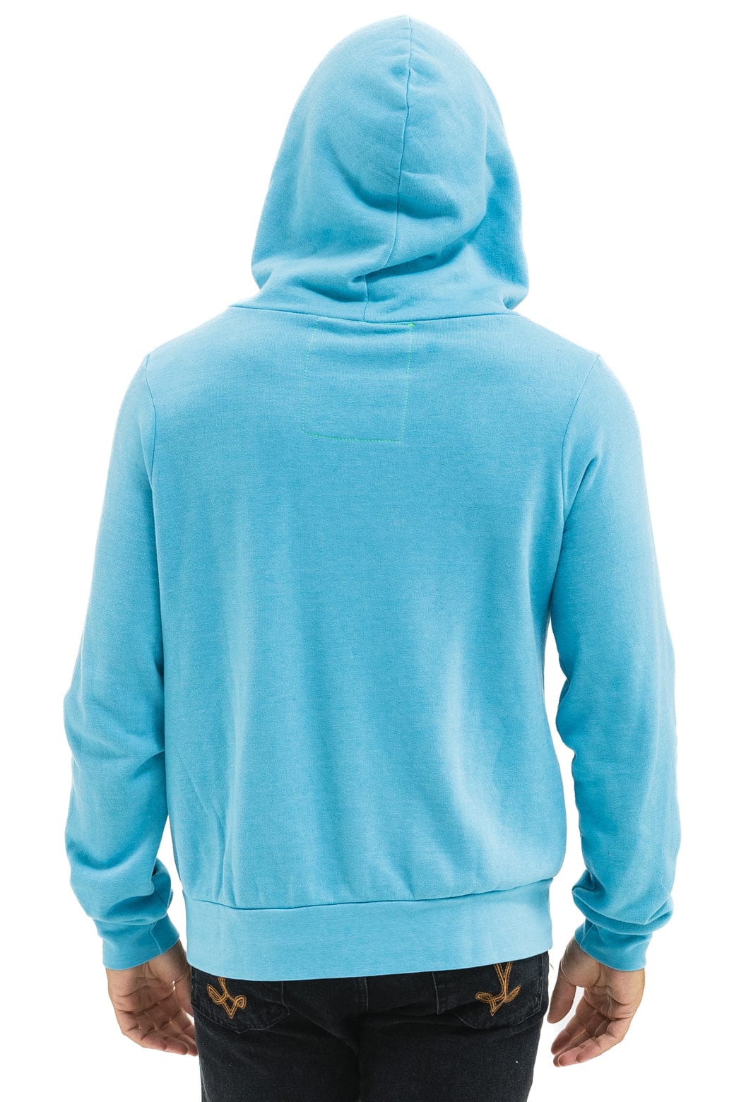 5 STRIPE HOODIE - AQUA // WHITE NEON - Image 10