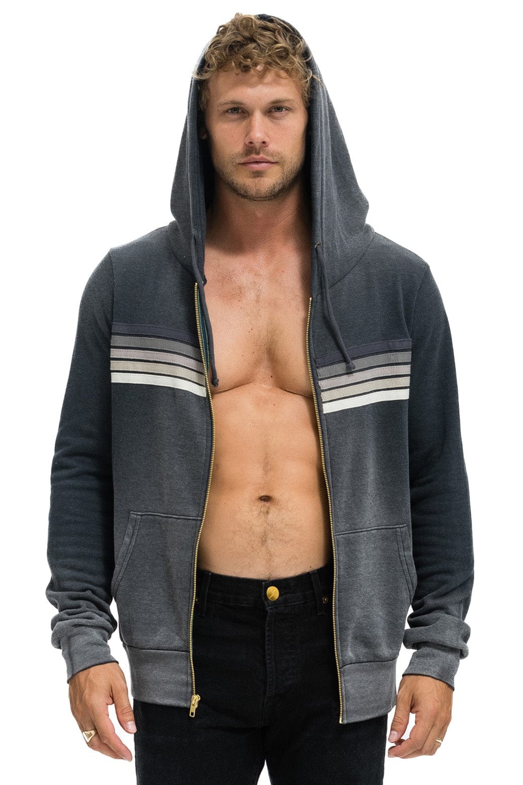 5 STRIPE HOODIE - FADED SMOKE - Image 4