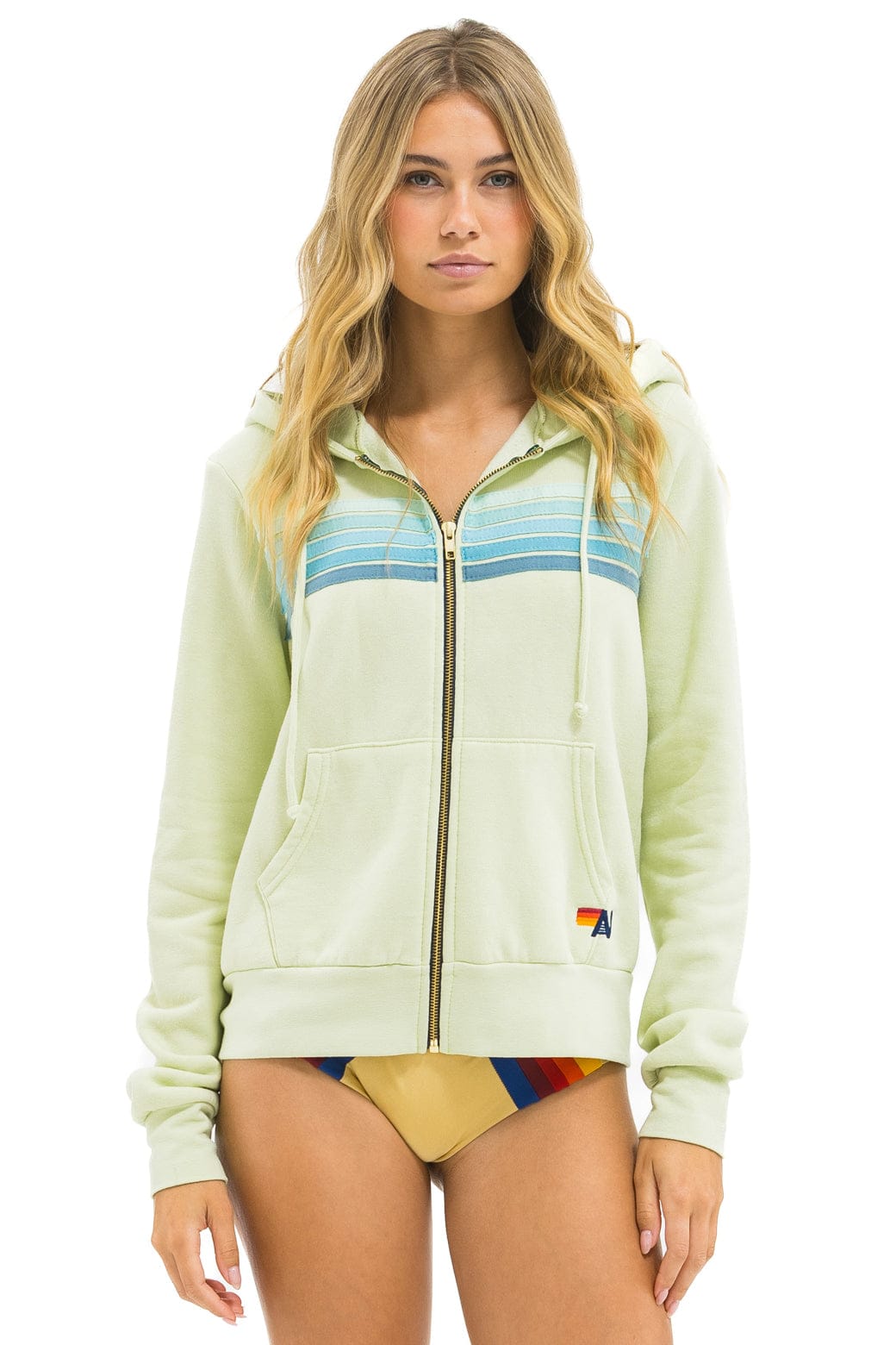 5 STRIPE HOODIE - LIME CREAM // SEAFOAM - Image 4