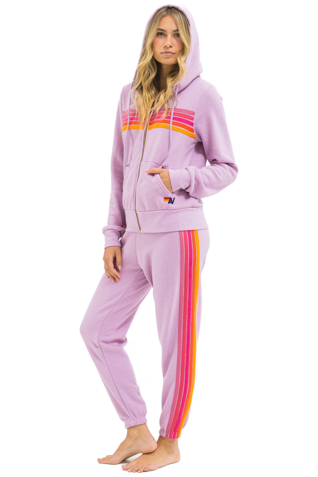5 STRIPE SWEATPANTS - MAUVE // MAGENTA ORANGE - Image 5