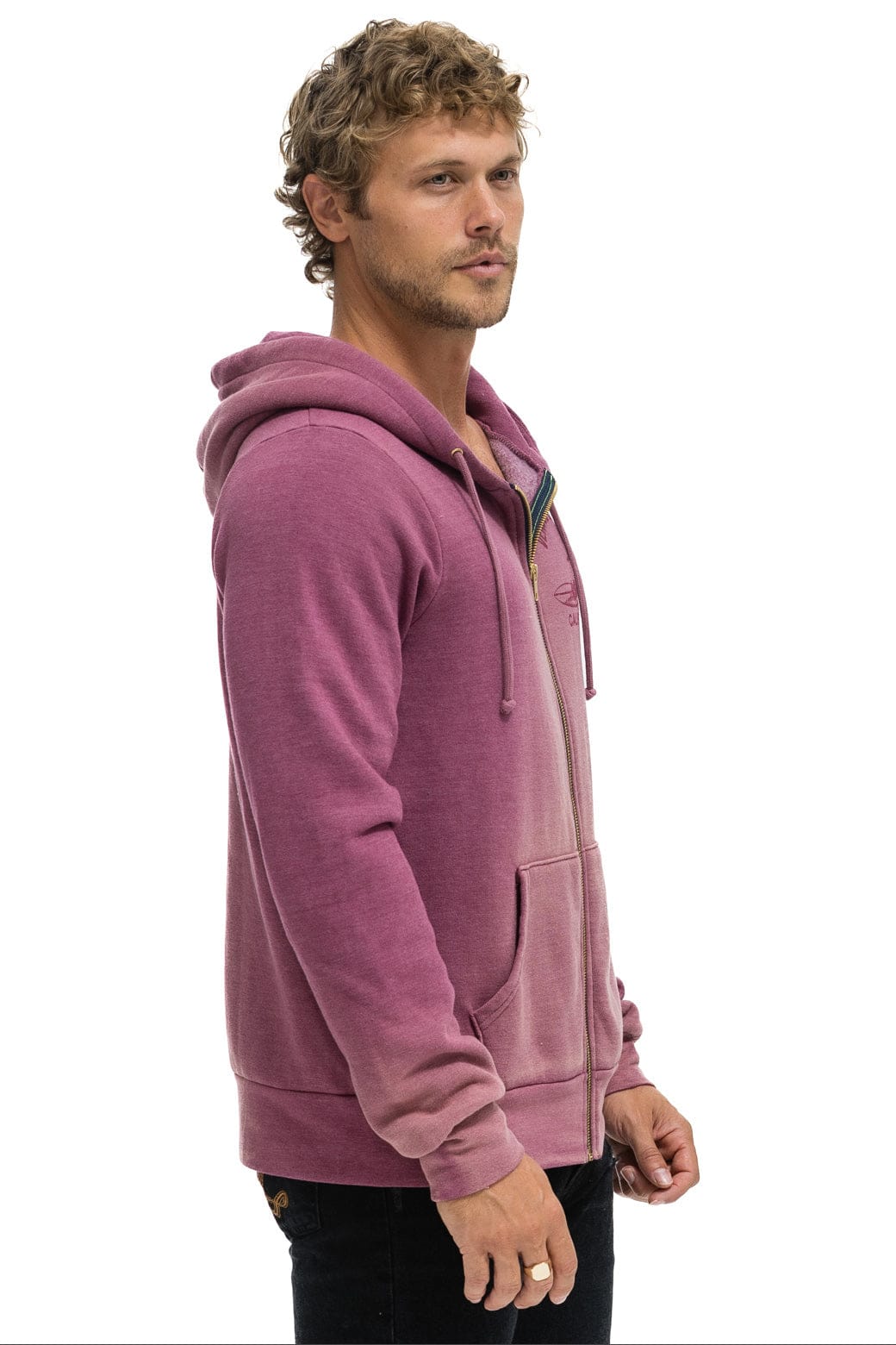 VENICE SURFER ZIP HOODIE - FADED BERRY - Image 4