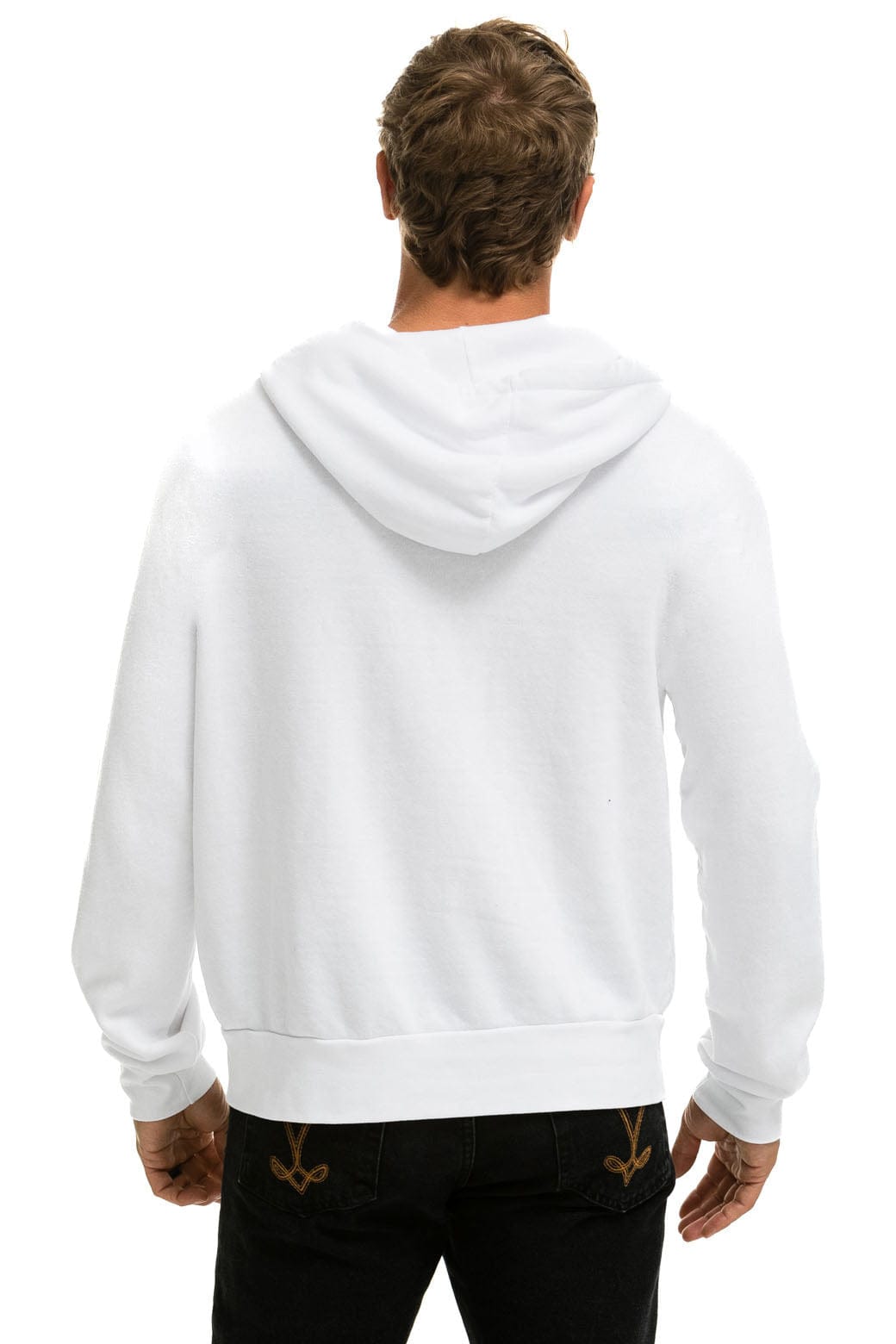 RAINBOW HEART STITCH ZIP HOODIE W/ POCKETS - WHITE - Image 4