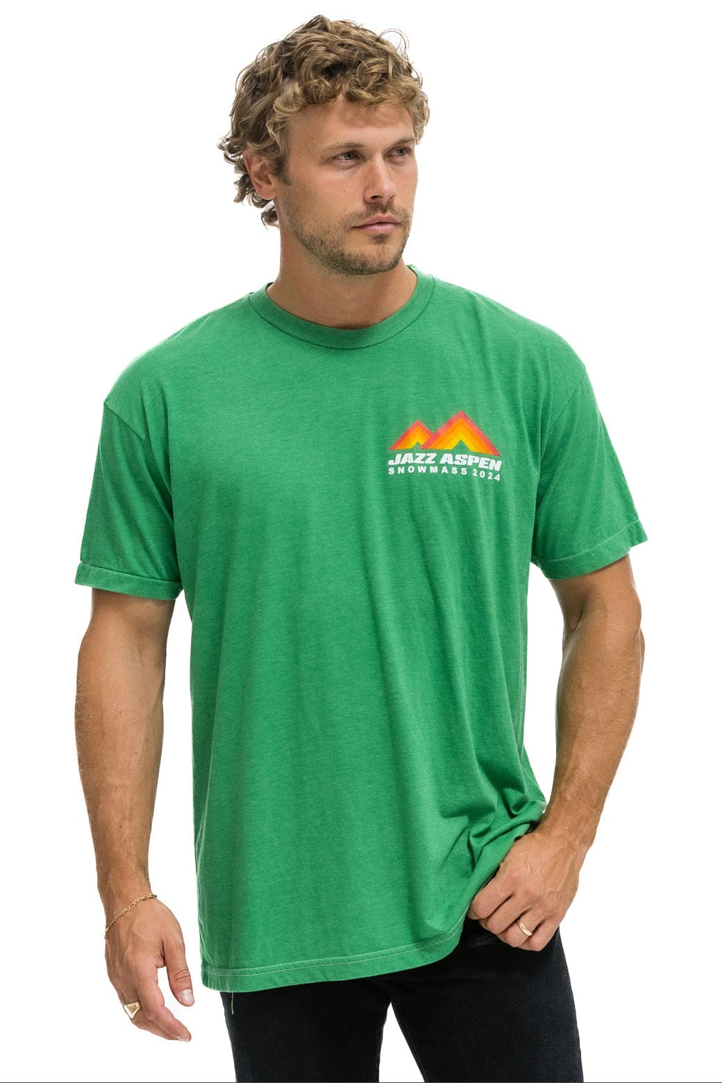 JAZZ ASPEN SNOWMASS 2024 CREW TEE SHIRT - KELLY GREEN - Image 2