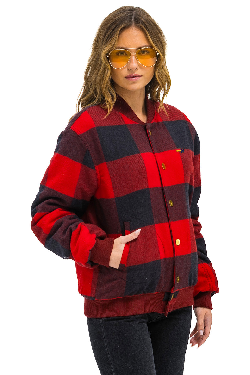 PLAID UNISEX VARSITY JACKET - BUFFALO PLAID - Image 3