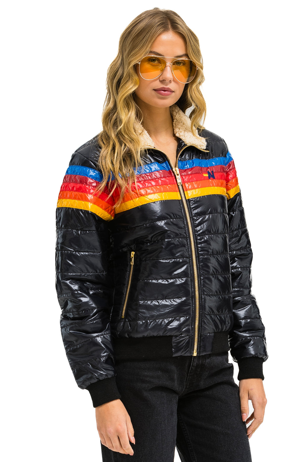 5 STRIPE JACKET - GLOSSY BLACK - Image 4