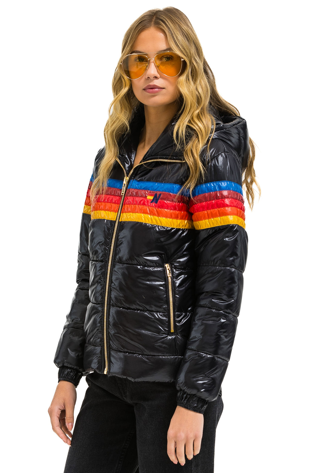5 STRIPE TREKKER JACKET - GLOSSY BLACK - Image 4