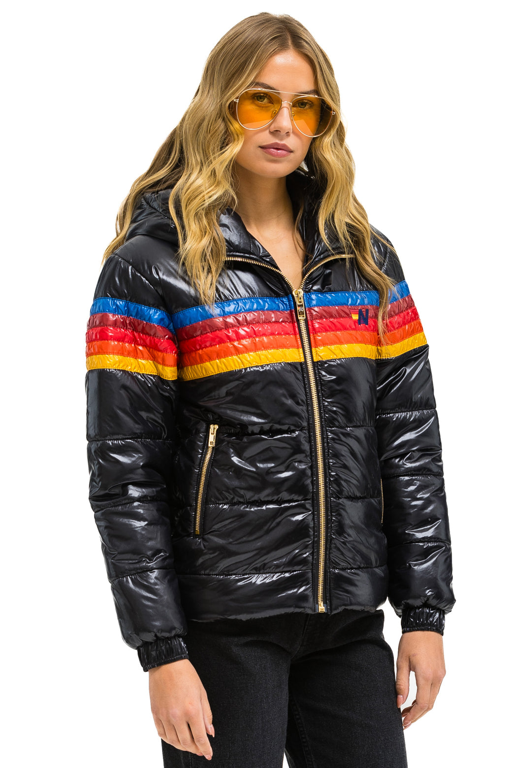 5 STRIPE TREKKER JACKET - GLOSSY BLACK - Image 2