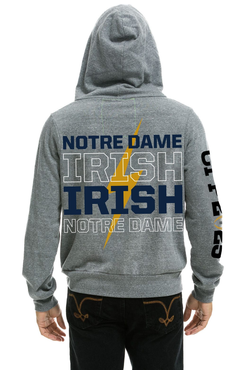 NOTRE DAME CFP 2025 UNISEX ZIP HOODIE - HEATHER GREY - Image 4