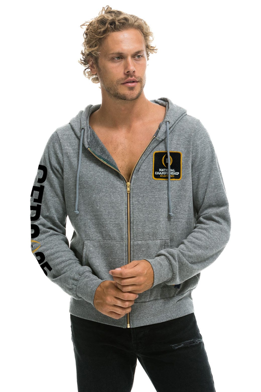 NOTRE DAME CFP 2025 UNISEX ZIP HOODIE - HEATHER GREY - Image 3