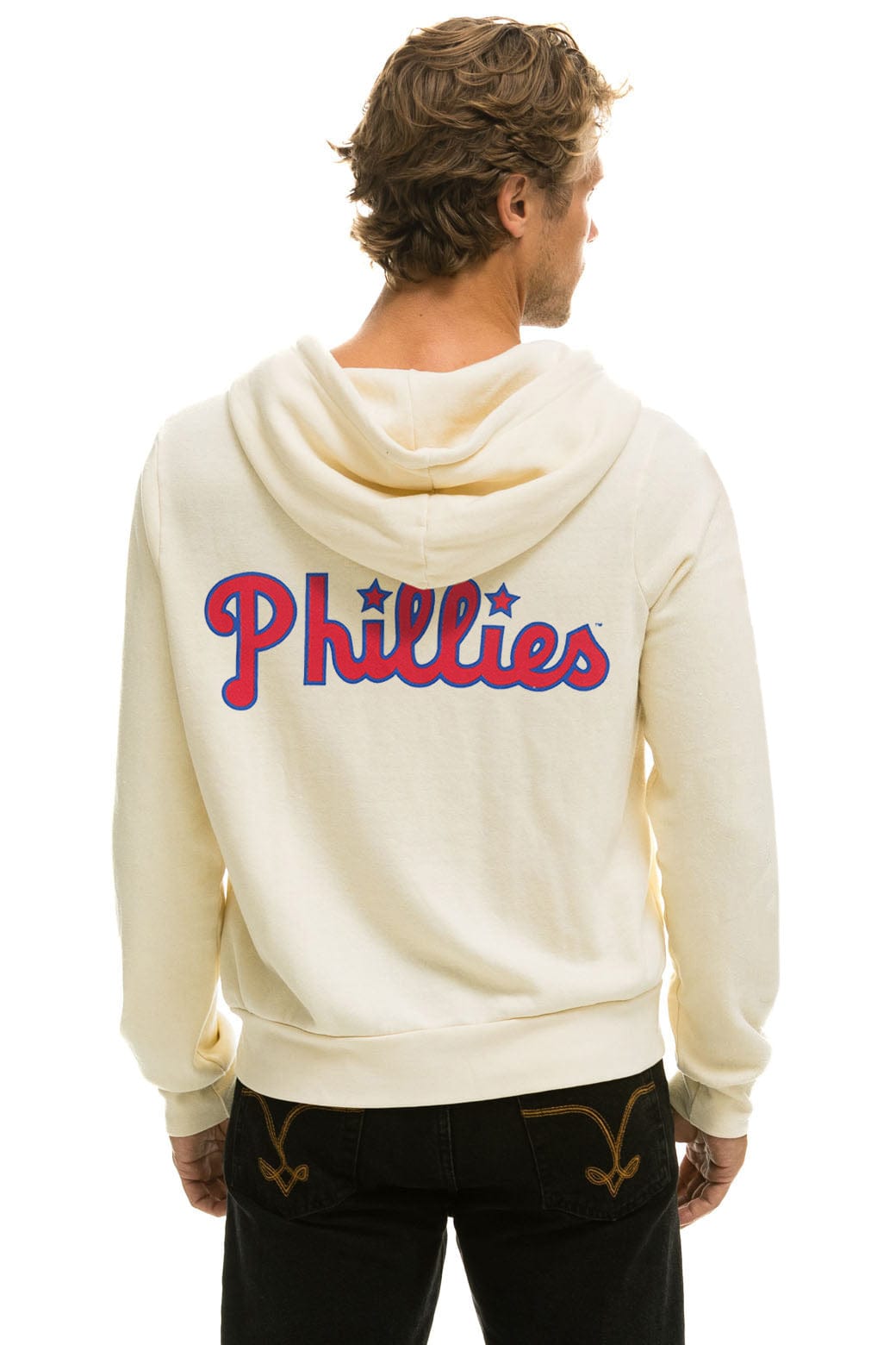 PHILLIES 5 STRIPE ZIP HOODIE - VINTAGE WHITE // USA - Image 2