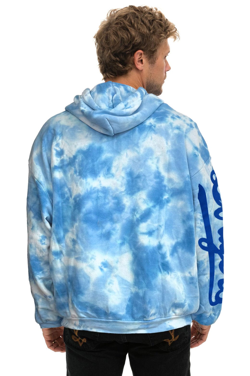 LOS ANGELES DODGERS HAND DYED RELAXED PULLOVER HOODIE - TIE DYE BLUE - Image 4