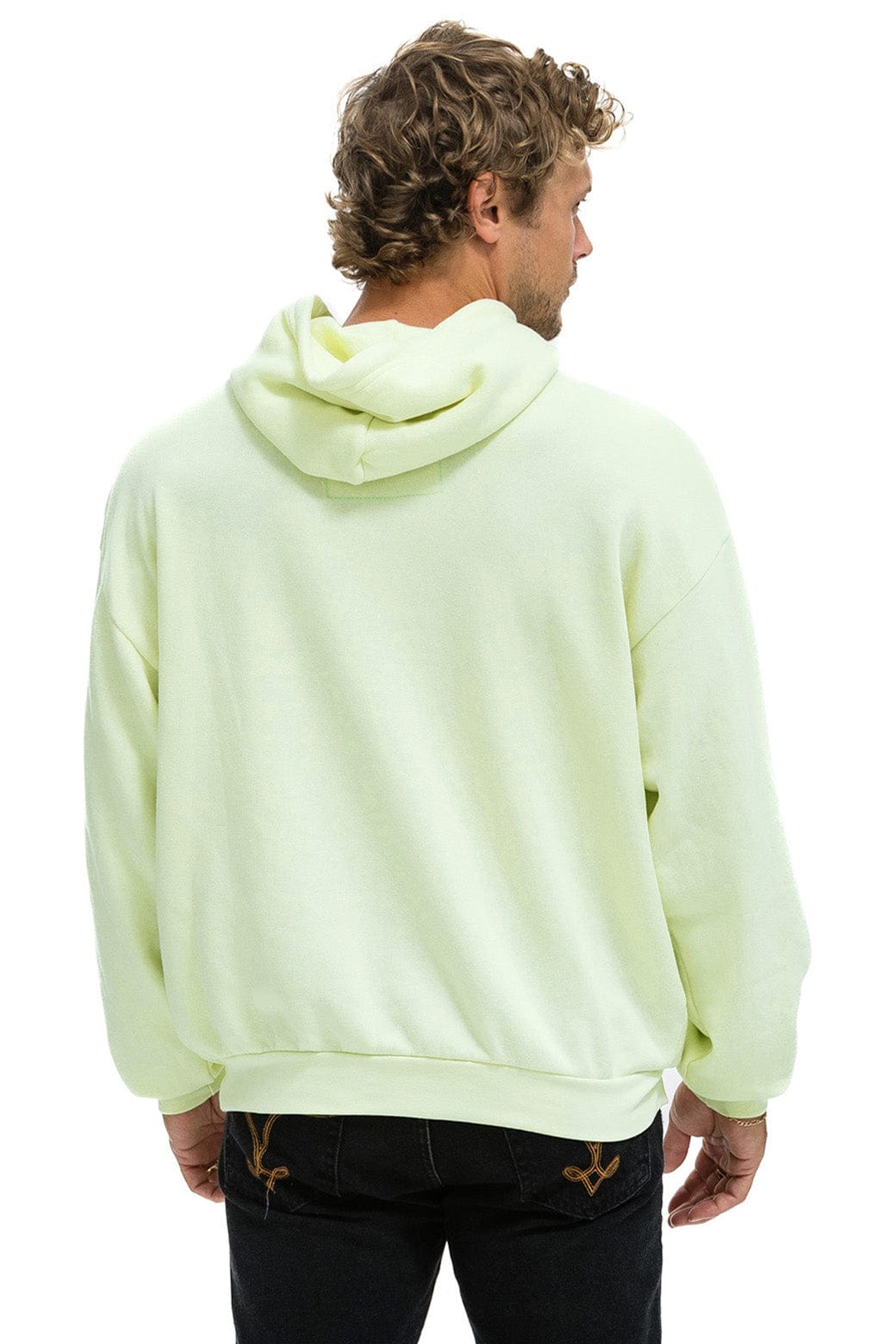 WAVE STRIPE 4 PULLOVER HOODIE RELAXED - LIME CREAM // SEAFOAM - Image 6