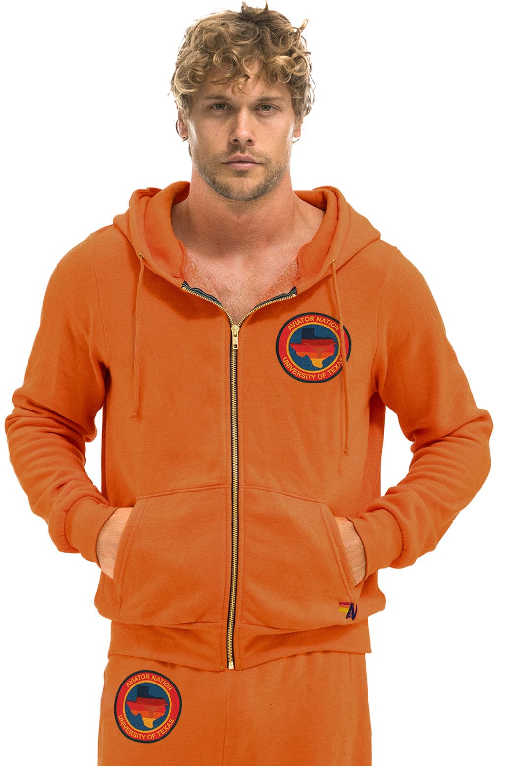 UNIVERSITY OF TEXAS CIRCLE PRINT ZIP HOODIE - BURNT ORANGE - Image 2