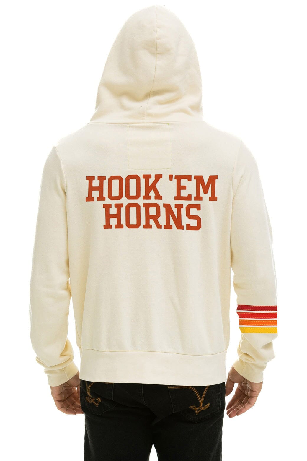 UNIVERSITY OF TEXAS CIRCLE HOOK 'EM ZIP HOODIE - VINTAGE WHITE - Image 4