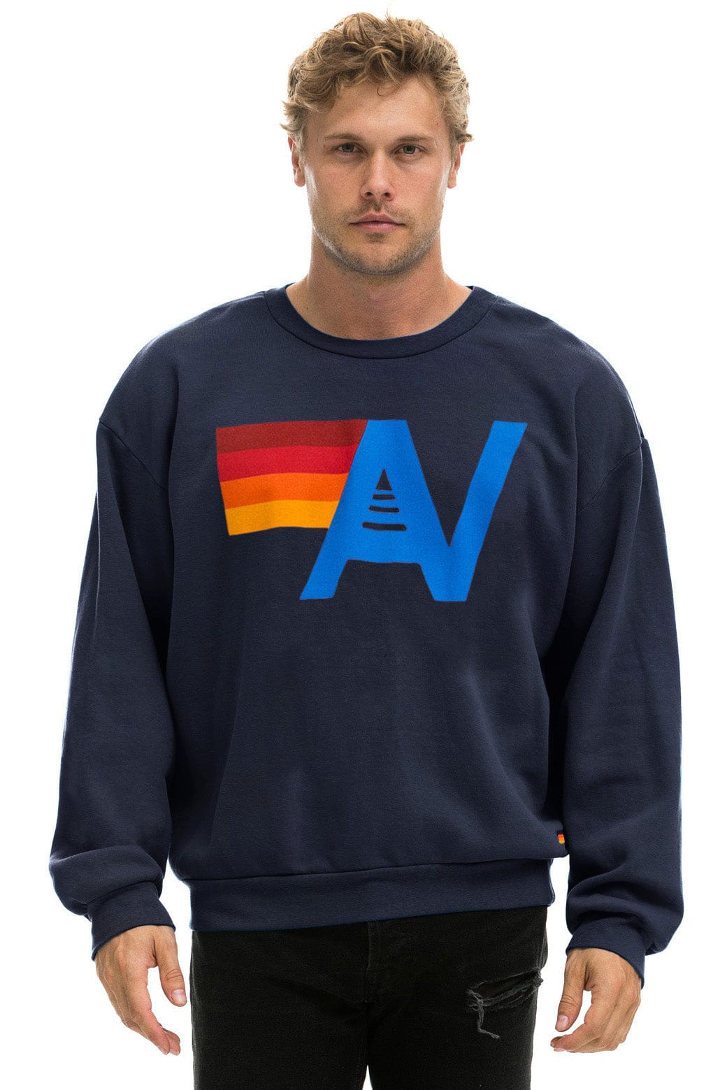LOGO RELAXED CREW SWEATSHIRT - NAVY - Image 2